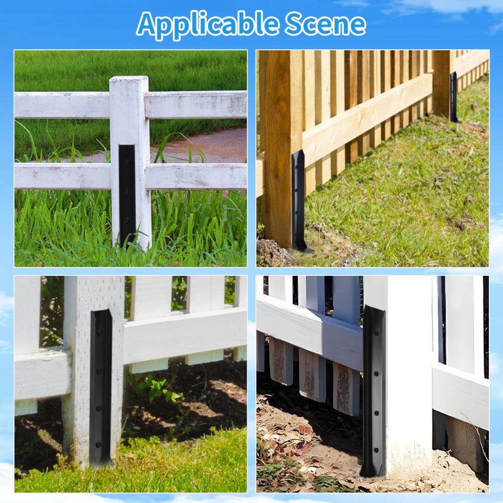 4Pcs Fence Post Repair Stakes With Fixing Screws Heavy-duty Fence Back Support Kit Pointed Head Tilted Broken Wood Repair Tool