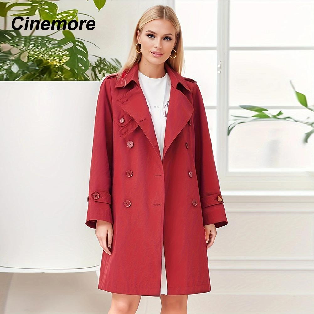 Cinemore Spring Long Trench Coat for Women Casual Windbreaker Jacket Double Breasted Lapel Belted Windproof Female Overcoat Office 2F2039