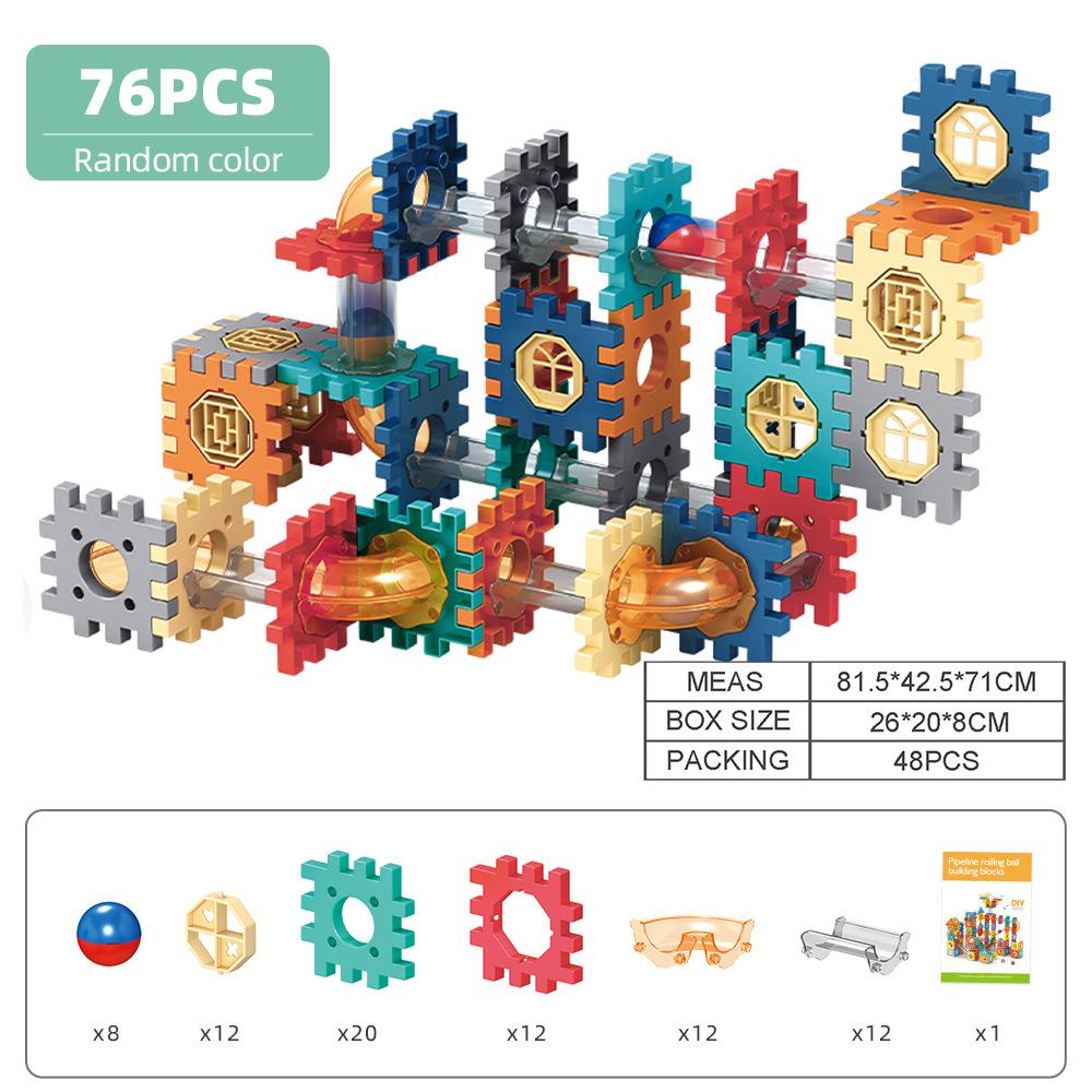Color Window Ball Track Building Block Large Particle Building Block Slide Ball Assembly Track Children'S Toy