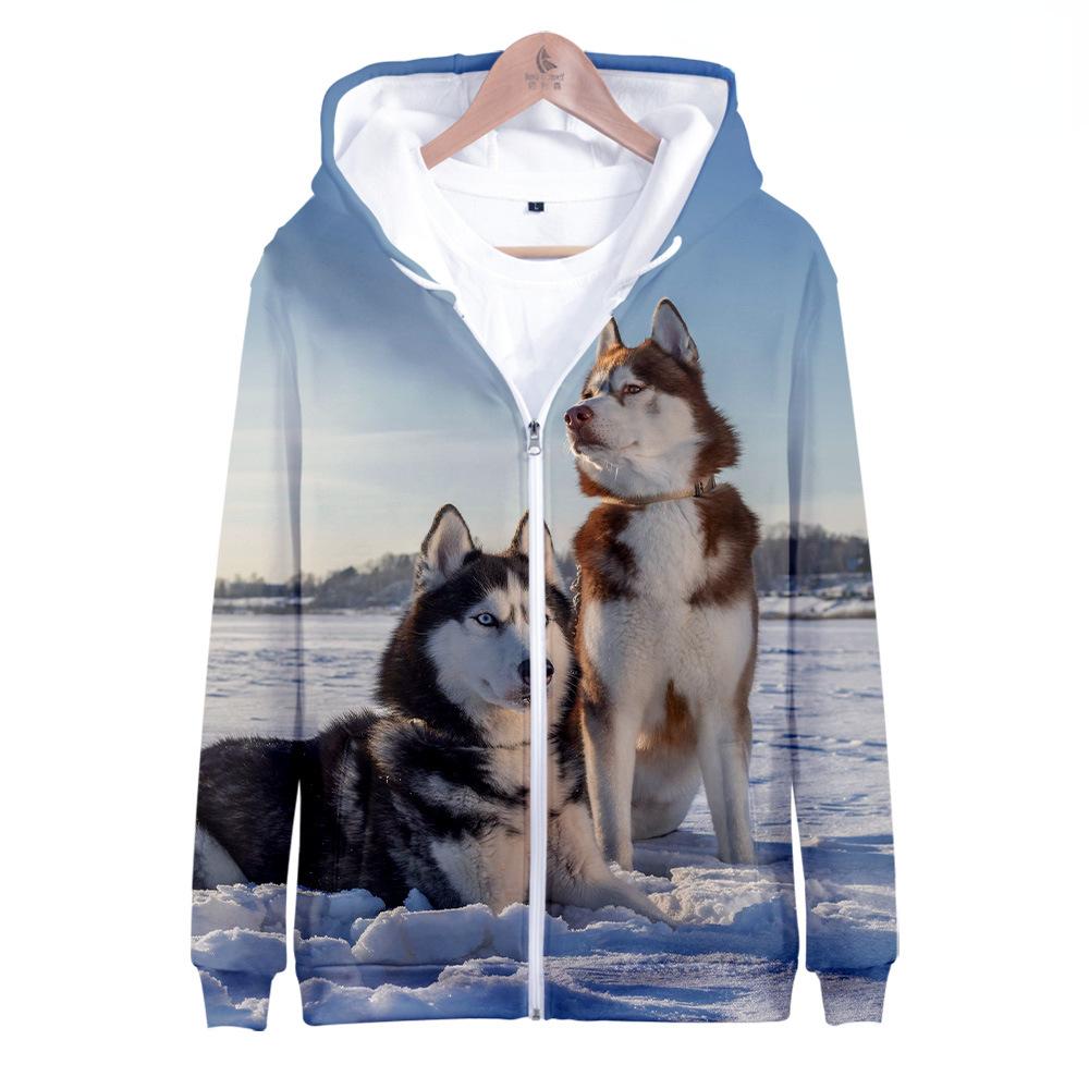 Autumn Dog Husky 3D Print Zip Hoodie Women Men Children Harajuku Sweatshirt Streetwear Hip Hop Zipper Hooded Jacket Male Tracksuit