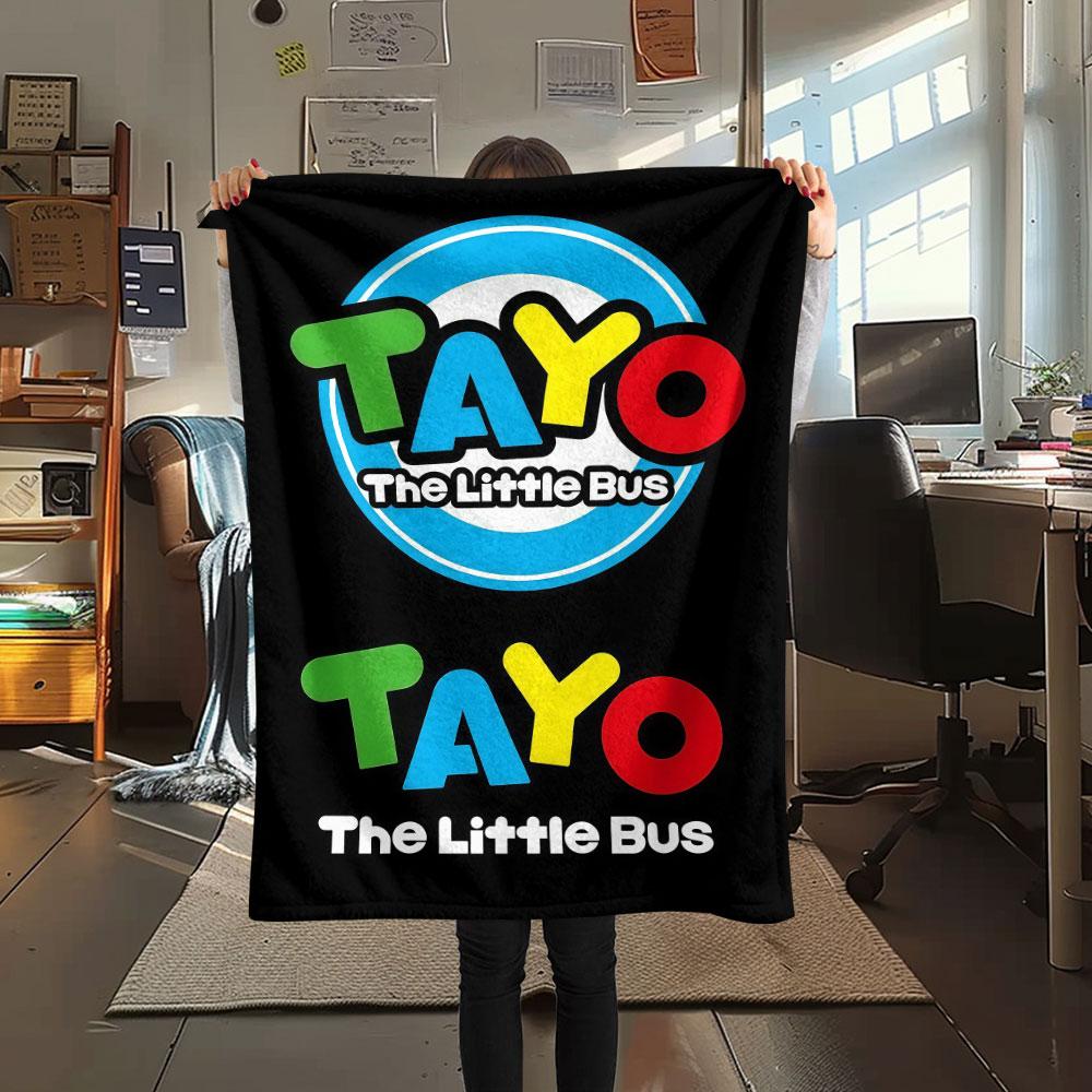 Tayo the Little Bus Printed Flannel Blanket, soft throw for bedroom sofa, washable, Christmas present, great gift.