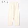 Осень-зима Женская уличная одежда Шаровары с высокой талией Бежевые черные трикотажные брюки Повседневные свободные простые универсальные трикотажные брюки