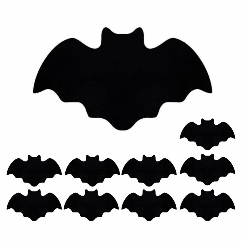 10Pcs Creepy Style Creative Bat Shape Table Mat Soft Decorative Halloween Felt Tablecloth Non-Slip Black Place Mat Bedroom Decor