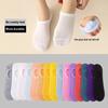 5 Pairs of Spring and Summer Shallow Women's Boat Socks Candy-coloured Invisible Socks Silicone Non-slip Anti-falling Heel Leisure Cotton Socks Tide