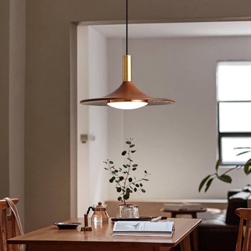 Retro Wabi-Sabi Japanese Log Style Chandelier for Dining Table or Bar