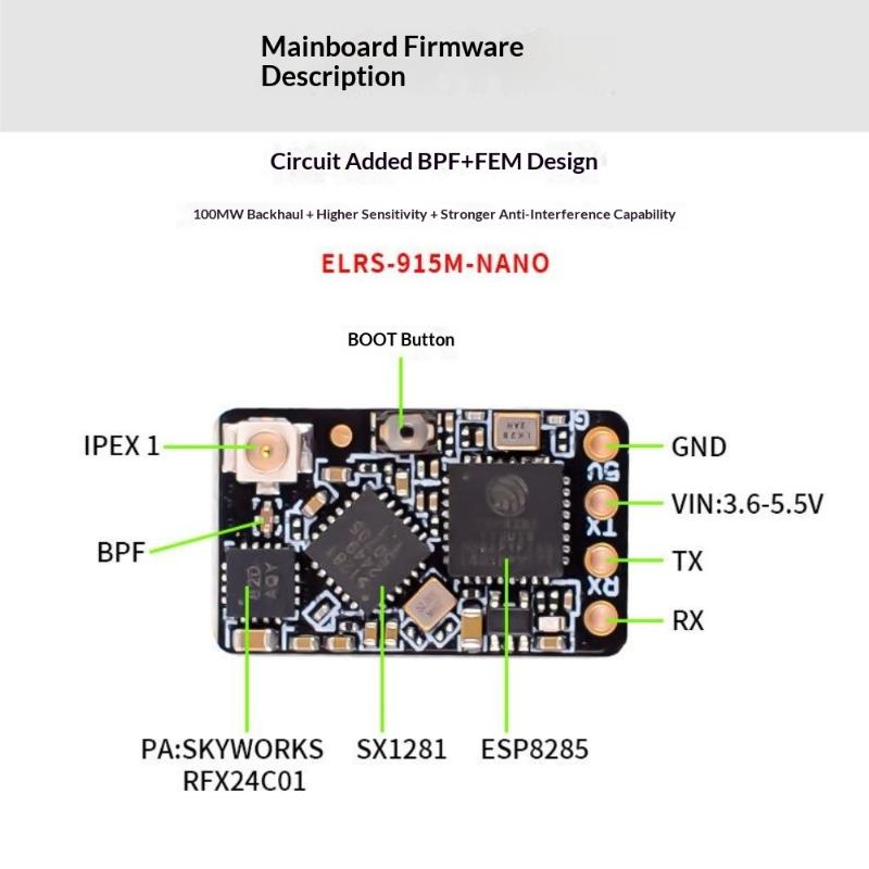 ELRS 2.4G/915MHz ExpressLRS RX V3.3.0 Receiver with T-type Antenna WiFi Upgrade for FPV Racing Drone Hobbyist Use