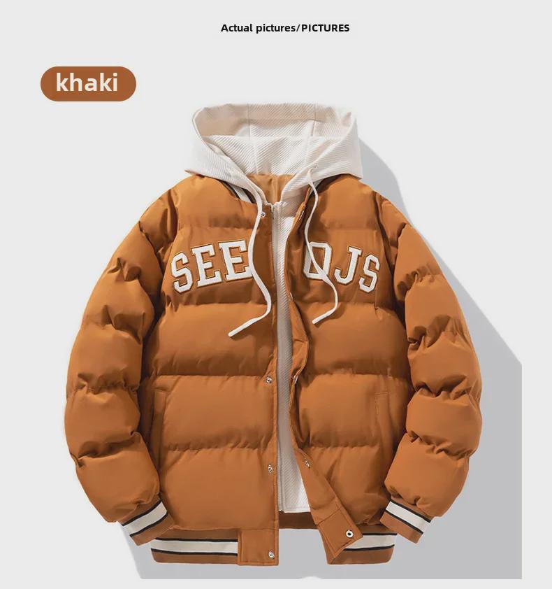 Мужская модная зимняя куртка с капюшоном из хлопковой смеси — повседневный дизайн из двух частей