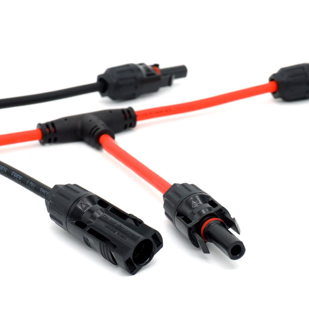 Т-образные солнечные кабельные разъемы 30А 1000 В Адаптеры для параллельного подключения фотоэлектрических панелей Удлинители проводов Т-образный разъем Комплект кабелей