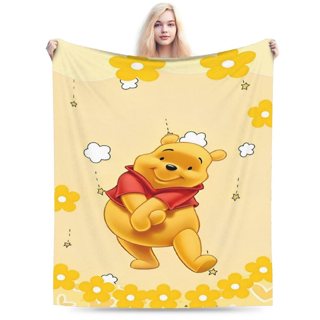 Pooh and Friends Blankets Flannel Summer Air Conditioning Winnie The Pooh Breathable Soft Throw Blankets Sofa Travel Rug Piece