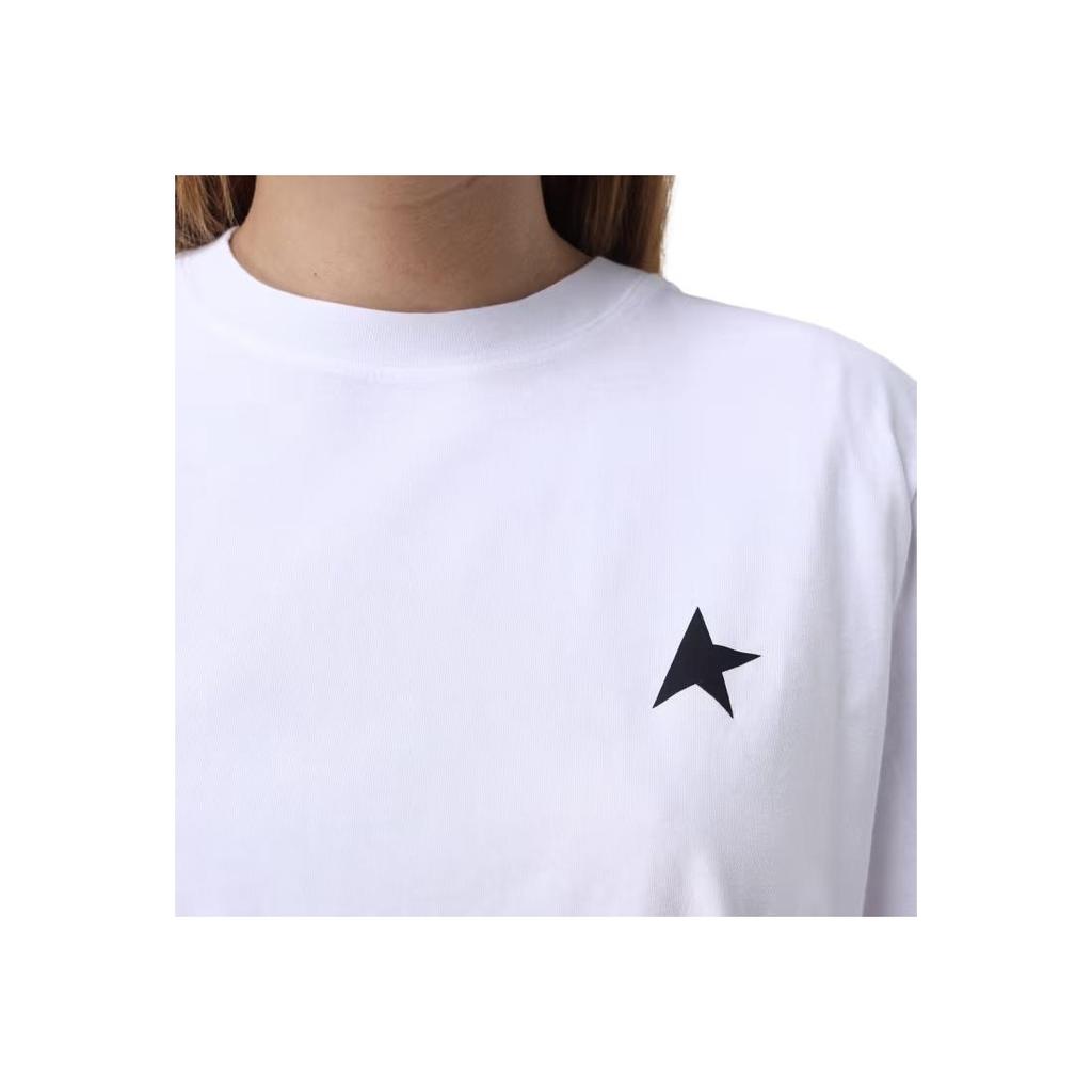 Golden Goose Solid Color Star Print Round Neck Pullover Short Sleeve T-Shirt Women Tops White GWP01220P00059310364