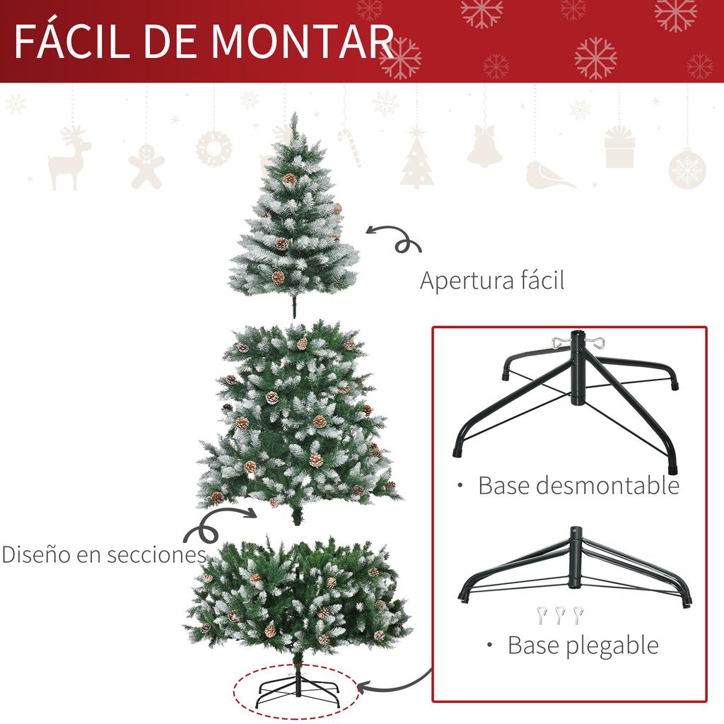 Artificial Christmas Tree 210 cm Green with 1440 PVC Tips and 75 Pine Cones