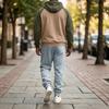 Мужской повседневный утепленный худи и брюки прямого кроя, комплект из 2 предметов, свободный крой, серые брюки для осени и зимы