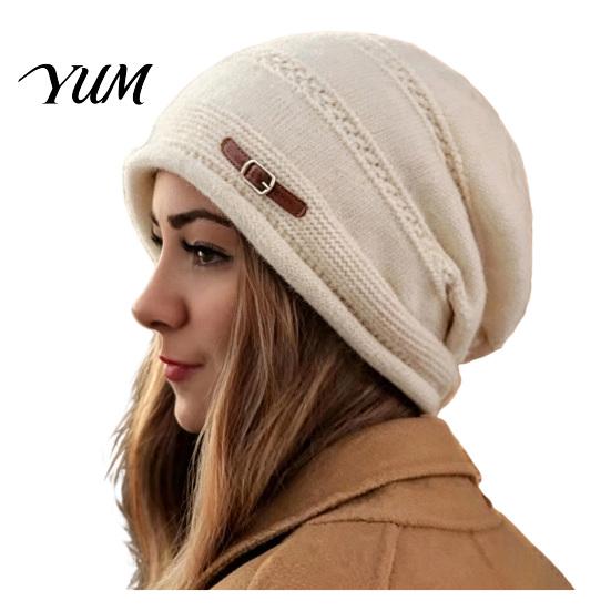 Cold Weather Commuter Hat Winter Knitted Cap for Women Girls, Thickened Warm Weather, Stylish Gift Plush Lined Fashion Stacked Hat, Slouchy