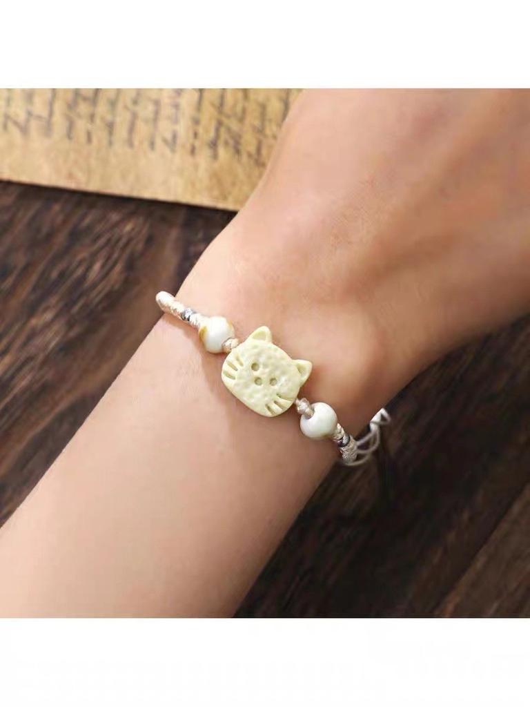 Отличительный Современный Китайский Янтарный Браслет Узел Мира Ручной работы Женский Для