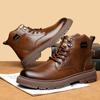 Men'S Autumn And Winter Boots High Quality Retro Luxury Style Leisure Business Fashion Street Black Brown High Top Leather Shoes