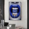 Pop Art Sexy Red Blue Lips Diamond Bite Canvas Paintings Prints Wall Pictures Cuadros for Living Room Home Decor