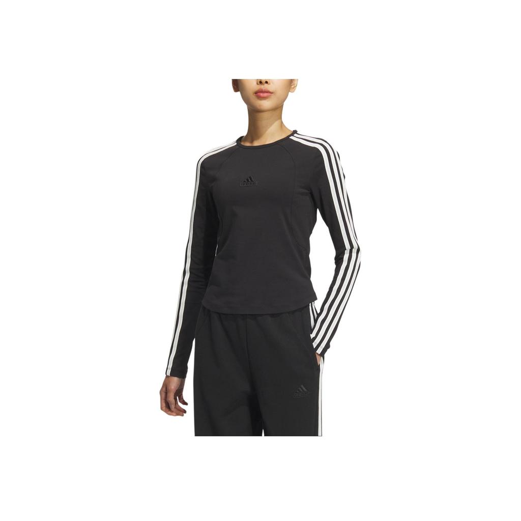 Adidas Sports Casual Long Sleeve T-Shirt Women Tops Black Han-Jade-White JN0755