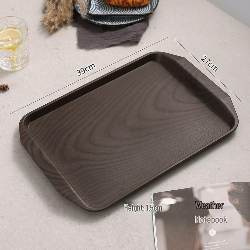 A1 Imitation Wood Grain Plastic Rectangular Tea Tray