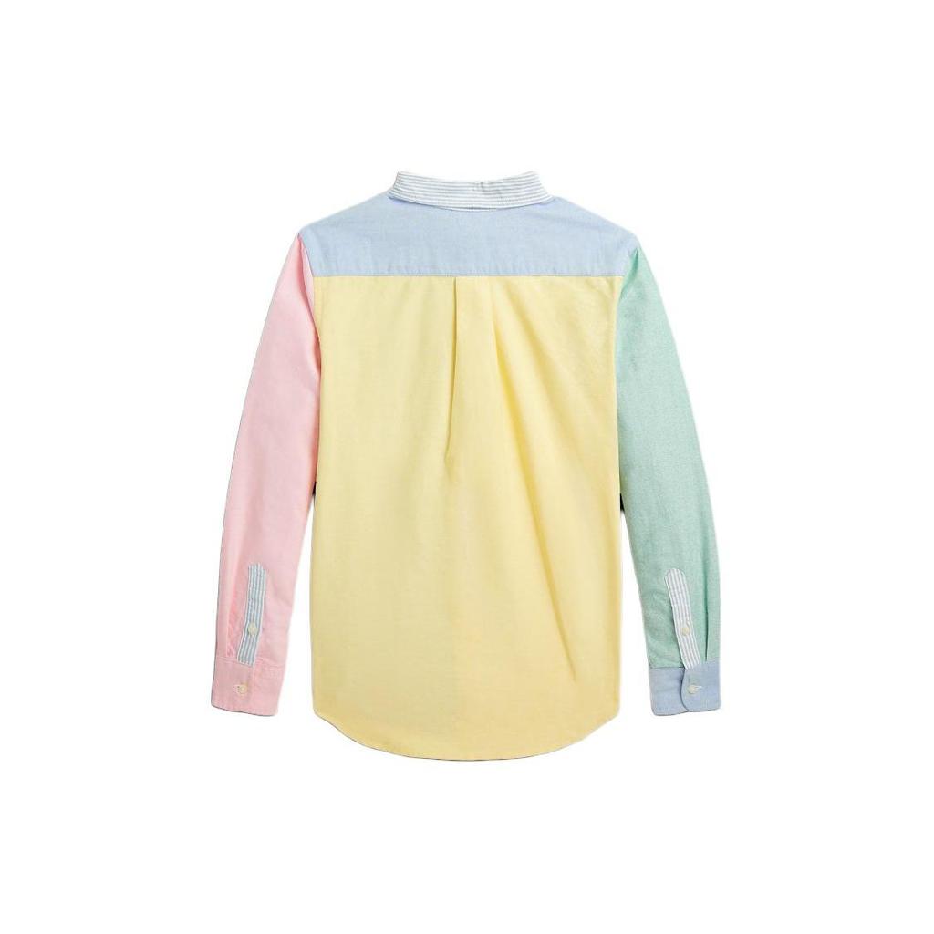 Polo Ralph Lauren Ss24 Color Block вышитый пони однобортный воротник с острыми краями повседневная рубашка с длинным рукавом детские рубашки многоцветные CWPOWOVY6820455-999
