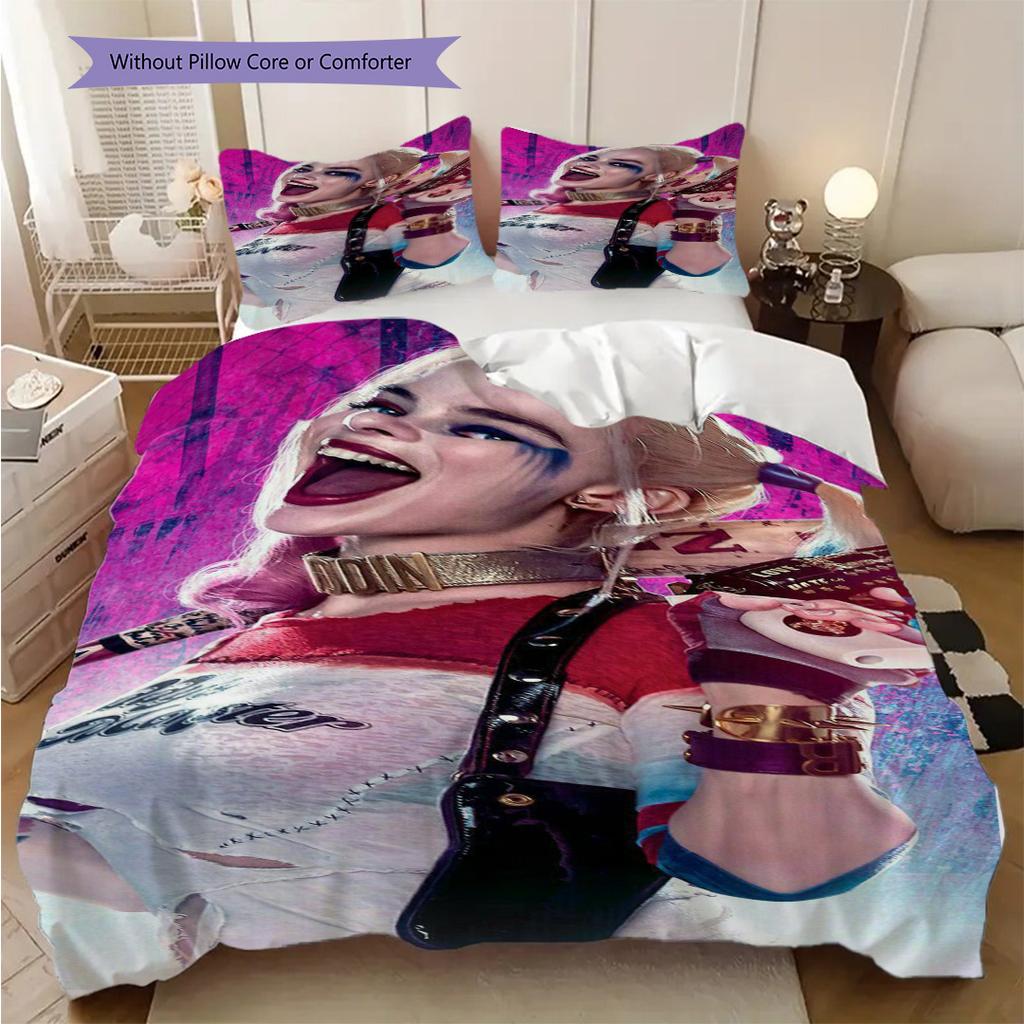 Harley Quinn Queen Hearts Bedding 1 Duvet Cover 2 Pillowcase Without Core Duvet Cover And Pillowcase Bedding Set Soft And Comfortable