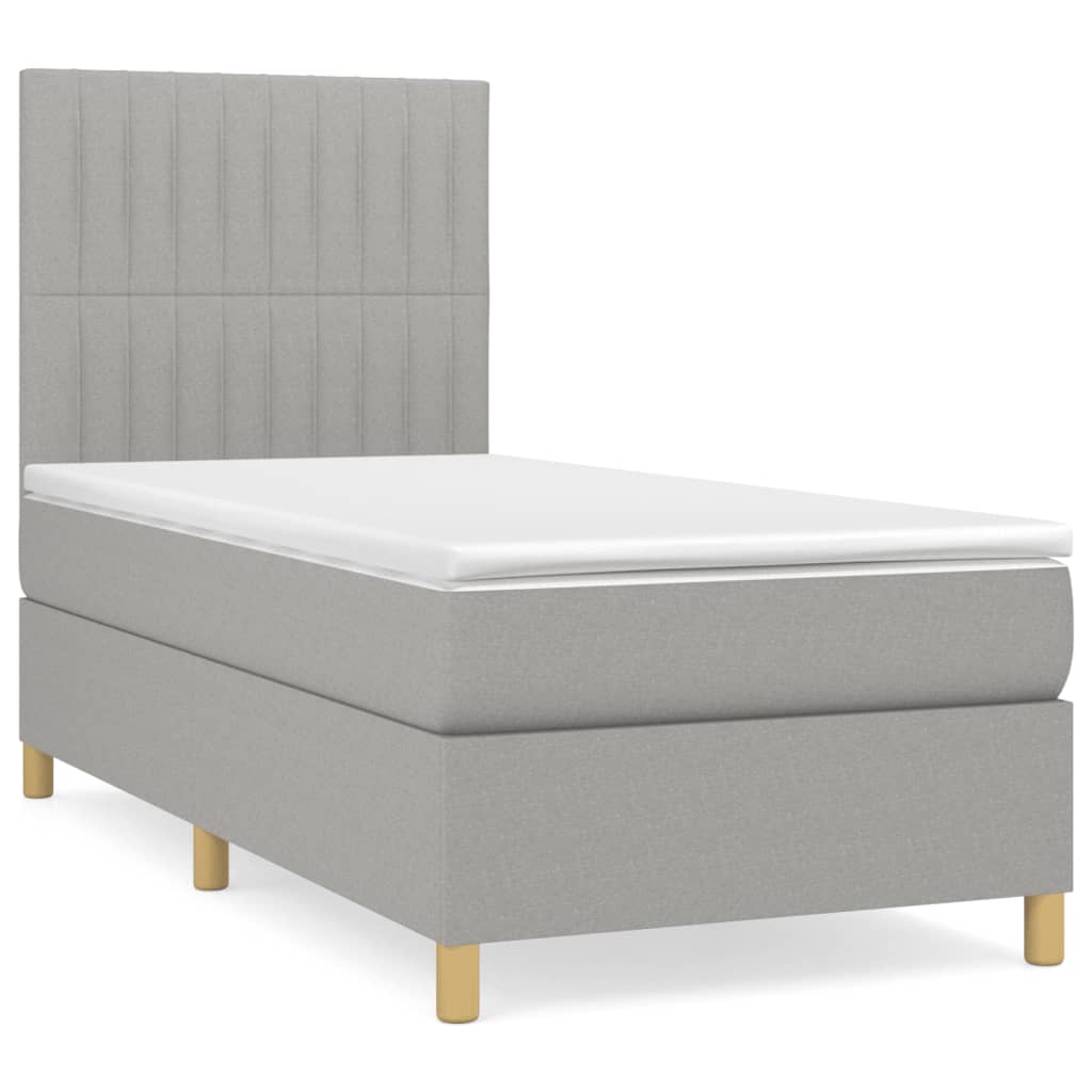 Box Spring Bed with Mattress Light Grey 80 x 200 cm Fabric