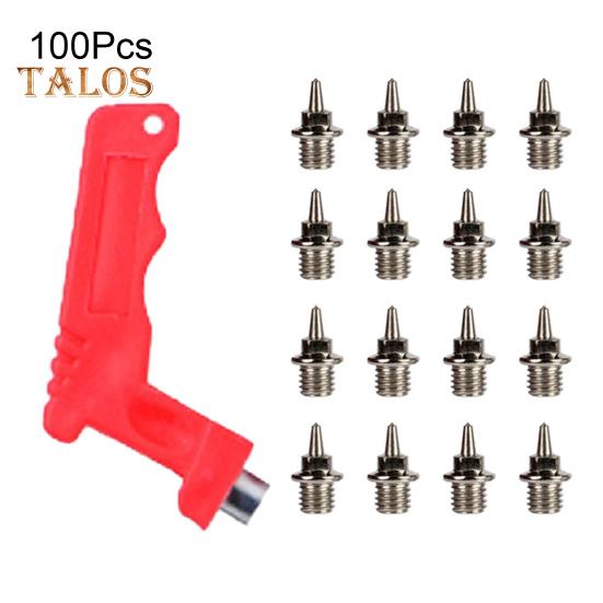 100 Pcs Track Spikes Carbon Steel Track And Cross Country Shoe Spikes with Spike Wrench for Sprinting Sports Running Shoes