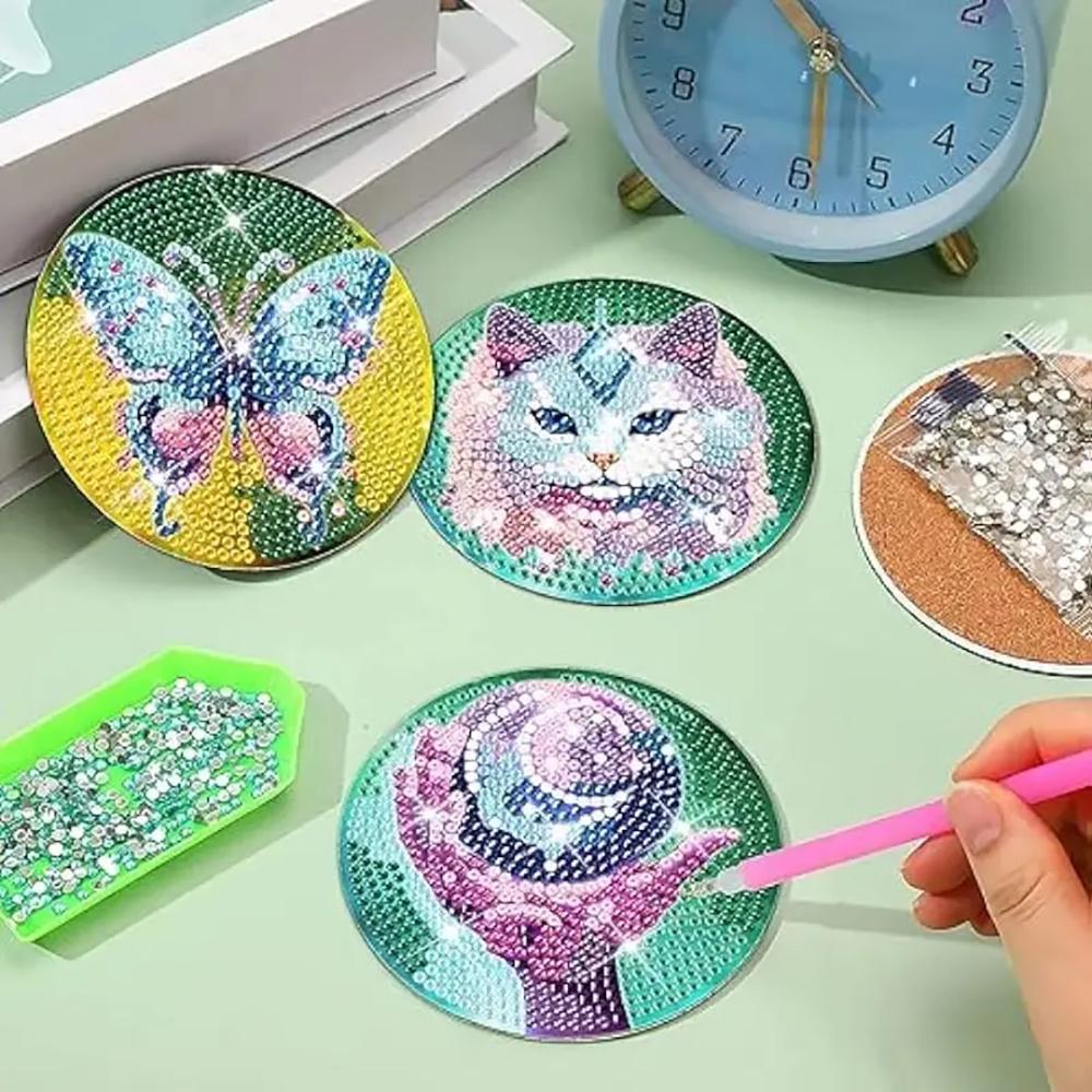 8 шт./набор различных видов узорчатых подставок с алмазной росписью и кронштейнами Подставки своими руками для начинающих и взрослых, товары для творчества и рукоделия, подарки