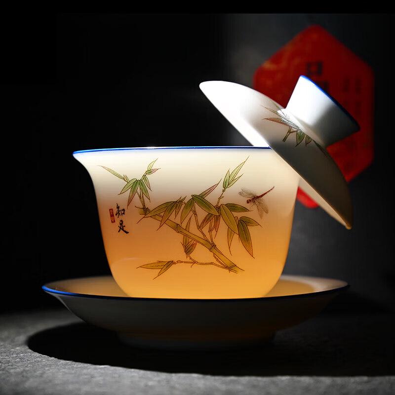 Premium Rotating Ceramic Gaiwan Tea Cup