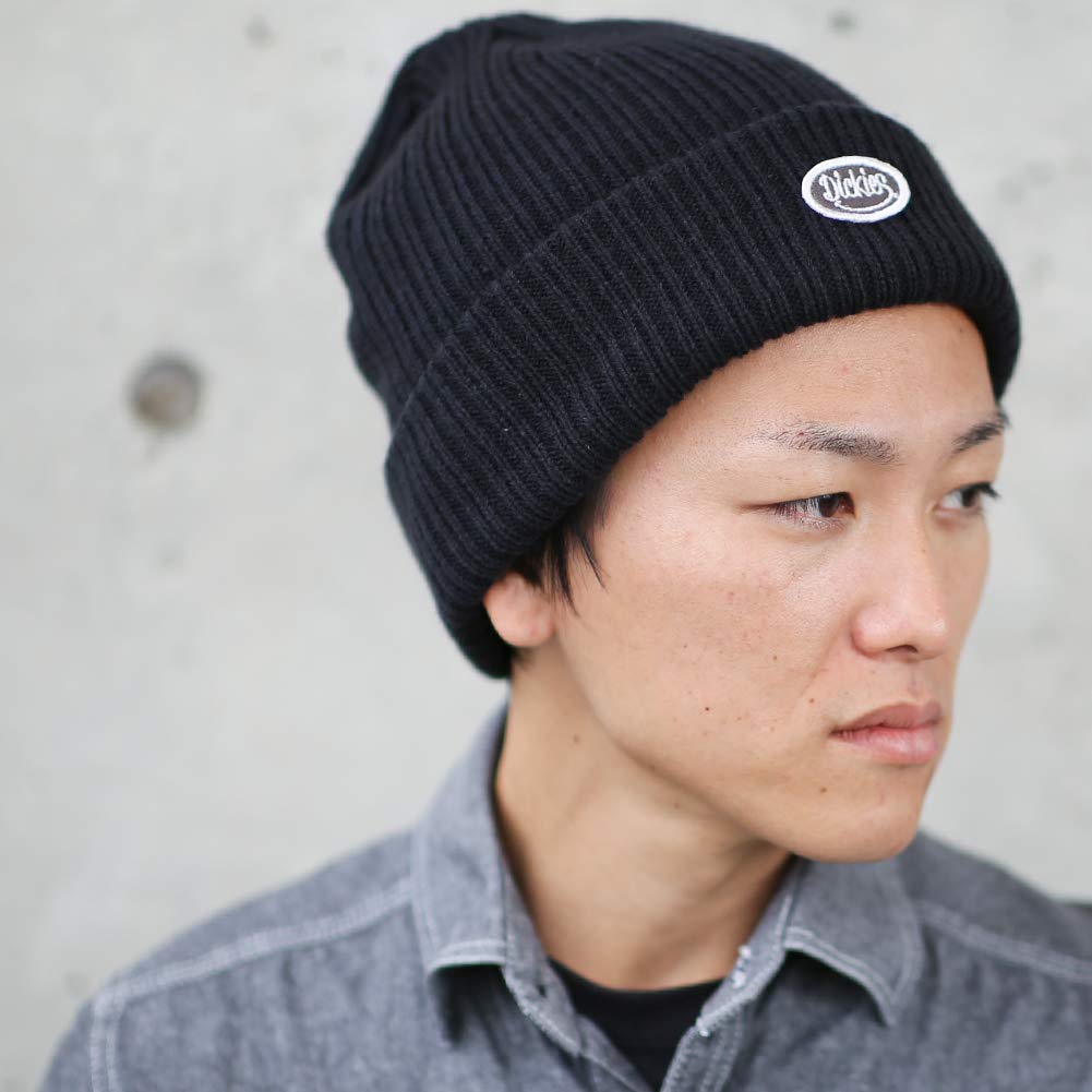 Dickies CALIF Beanie with Logo Watch Solid 874 Size Fits Rib-Knit Patch, Cap, Unisex, Acrylic, Color, (One All, (01) Black)
