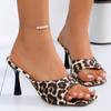 Fashion 2024 Women Summer New Fashion Leopard Print Designer Sandals PU Leather Sexy Open Toe Party Dress Women High Heels Large Size
