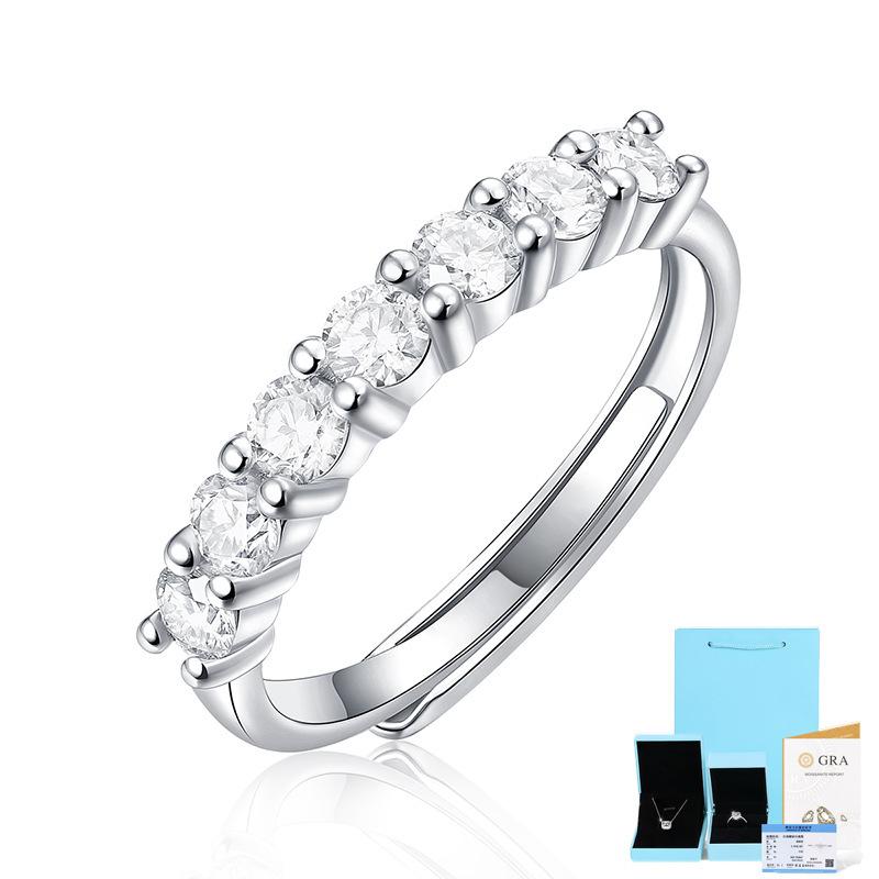 Bague Ringen Женское регулируемое кольцо полной серии из серебра S925 с инкрустацией 0,1 карата*7 из сломанного муассанита