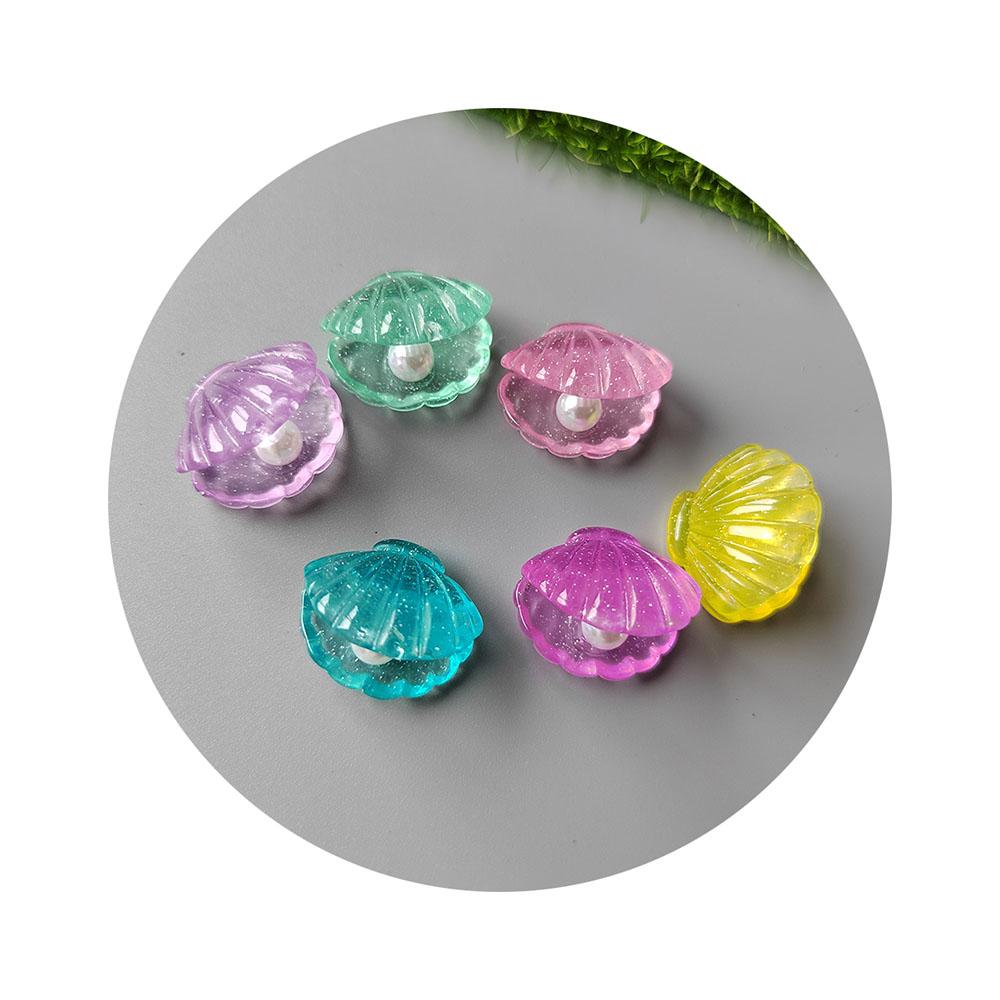 Kawaii Glitter Pearl Shell Flat Back Resin Cabochons Scrapbooking DIY Jewelry Craft Decoration Accessories