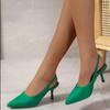 2025 Summer Women Heels Sandals Red Pointed Slingback Sandals Shoes Green Black Kitten Heels Party Prom Ladies Stilettos Tacones