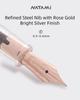 Natami Fountain Pen Fine Nib Transparent Clear Ink Converter Smooth Flow Rose Gold Trim Gift Leather Pouch Platinum Calligraphy (Sky Blue)