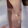 Rose Gold Water Drop Pendant Necklace with Round Bead and Flower Design