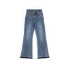 Elle French High-End Flared Pants Vintage Slim Fit Washed Denim Jeans Women bottoms Denim-Blue EQ50596