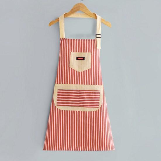 Полезный полосатый маслостойкий женский фартук с легко чистящимся ремешком для кухонного повара-сарафана