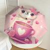 1pc Cute Llama with Floral Crown and Pink Hot Chocolate Umbrella with Plastic Handle,Suitable for All Seasons Home Travel Outdoor UmbrellaDD053