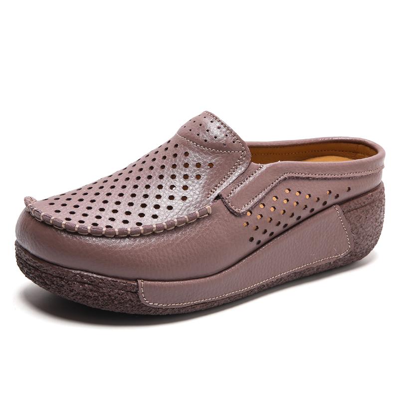 Ladies Clogs Platform Loafers Casual Elegant Cow Leather Slippers Women White Thick Sole Shake Shoe