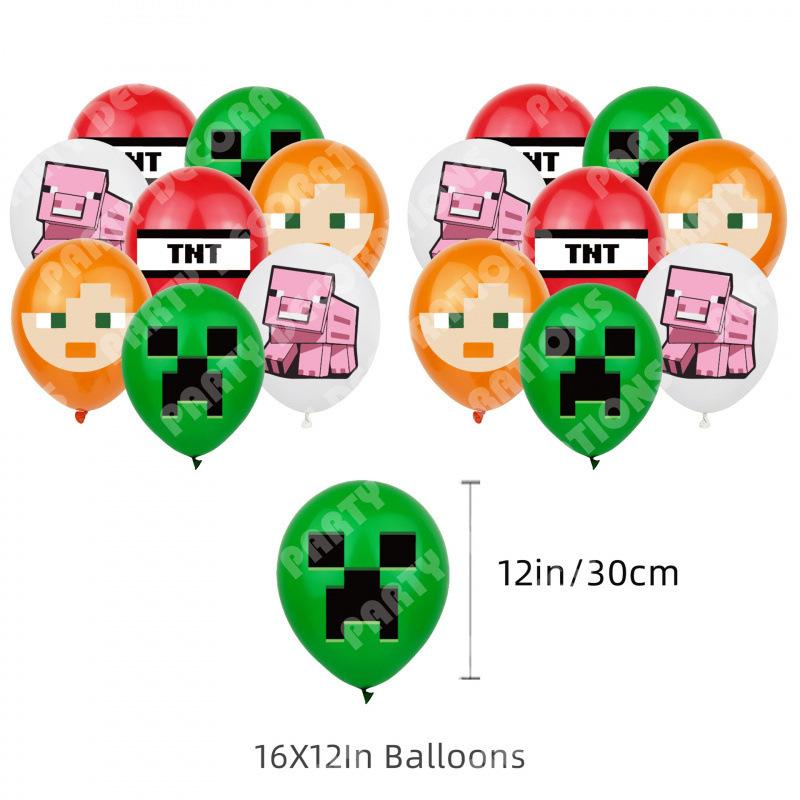 Minecraft Birthday Party Supplies Decorations Kit Banner Cake Toppers Balloons Set for Boys Girls Gaming Themed Party