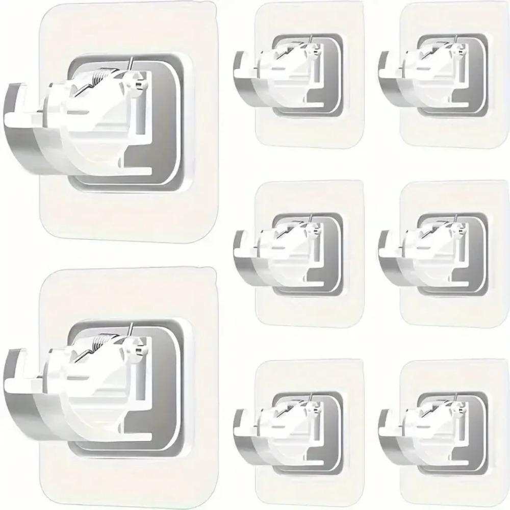 2/4/8 шт. Самоклеящийся кронштейн для карниза для штор, регулируемый держатель, зажим, крючки, без сверления, для использования дома, на кухне, в ванной комнате