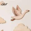 Bohemian Style Wall Decorations 7Pcs/Set Wooden Flying Goose and Cloud Art Decor for Nursery, Self-Adhesive DIY Stickers Baby Room Decoration