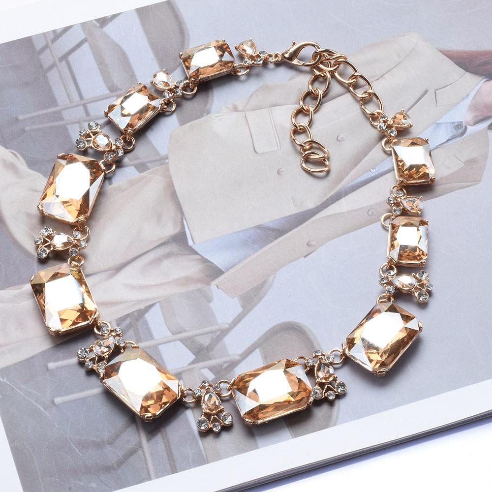 Fashion Pop Red Glass Exaggerated Necklace Jewelry Gift Accessories Female Clavicle Chain