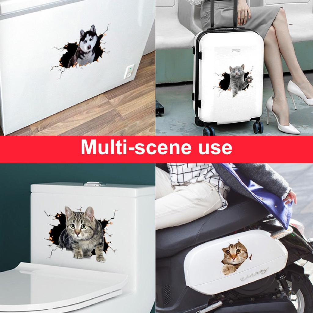 Автомобильные 3D забавные наклейки с изображением кошки или собаки, наклейки на тело, царапины, авто наклейки