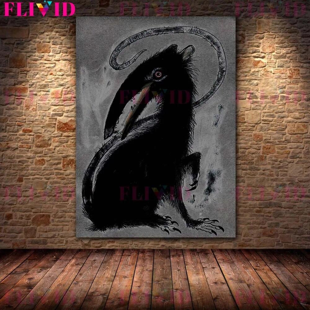 Кровожадный ягненок и змея, сова, винтажное ужасное животное, настенное искусство, холст, картина, сова и коза, человек, абстрактный плакат с принтом, декор без рамки