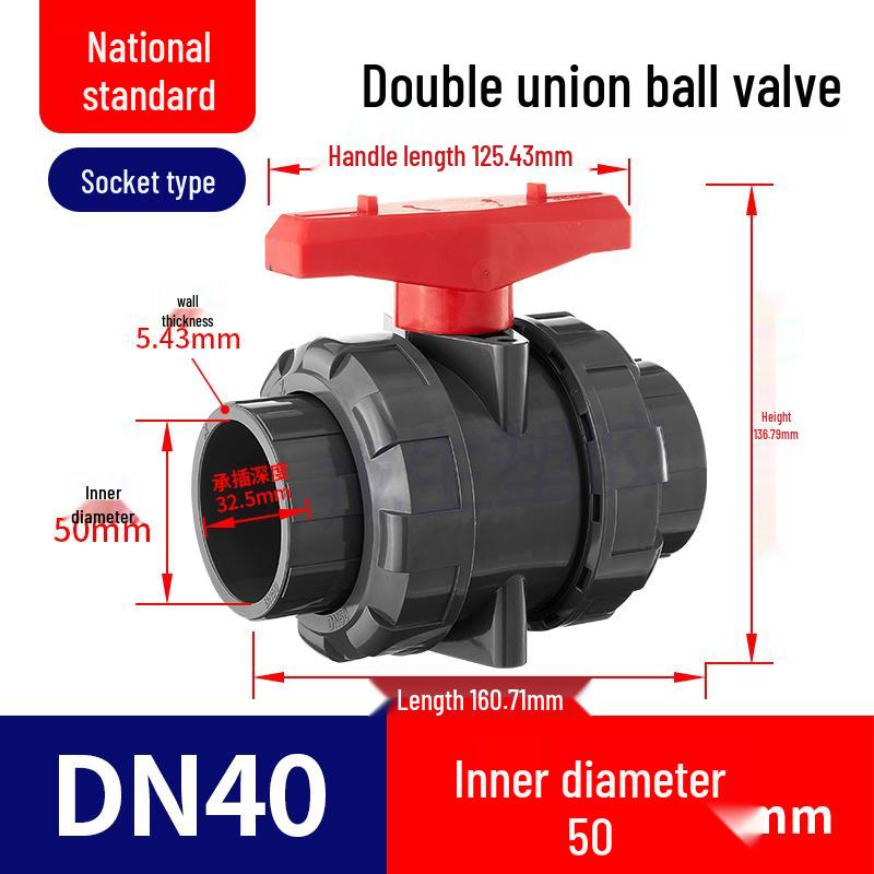 Rongsheng PPH High-Temperature Resistant Double Union Ball Valve, Hot Melt Socket PPR Water Valve DN25 DN50.