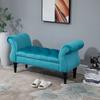 Vintage Style Bed End Bench, Wooden Structure and Padded Chesterfield Style Seat, Light Blue 117 x 40 x 58cm