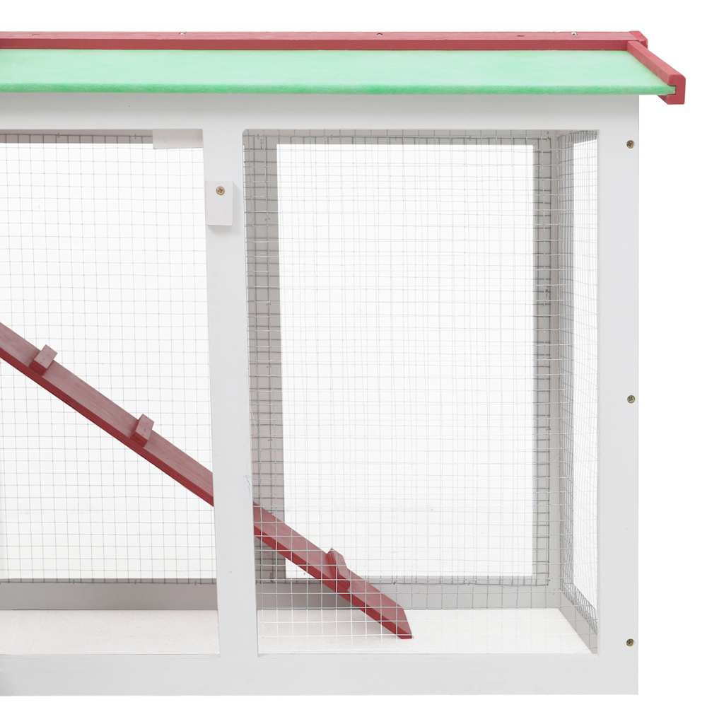 Large Rabbit Hutch Red and White 145 x 45 x 84 cm Wood
