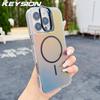 KEYSION Цветной градиентный магнитный чехол-подставка с держателем для линз для iPhone 11 12 13 Pro Max для MagSafe TPU+PC Ударопрочная задняя крышка