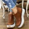 Ankle Boots Women Casual PU Leather Round Toe Platform Shoes for Women Luxury Designer Shoes